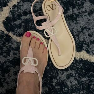 Valentino Pink and White Sandals Minimalist Design